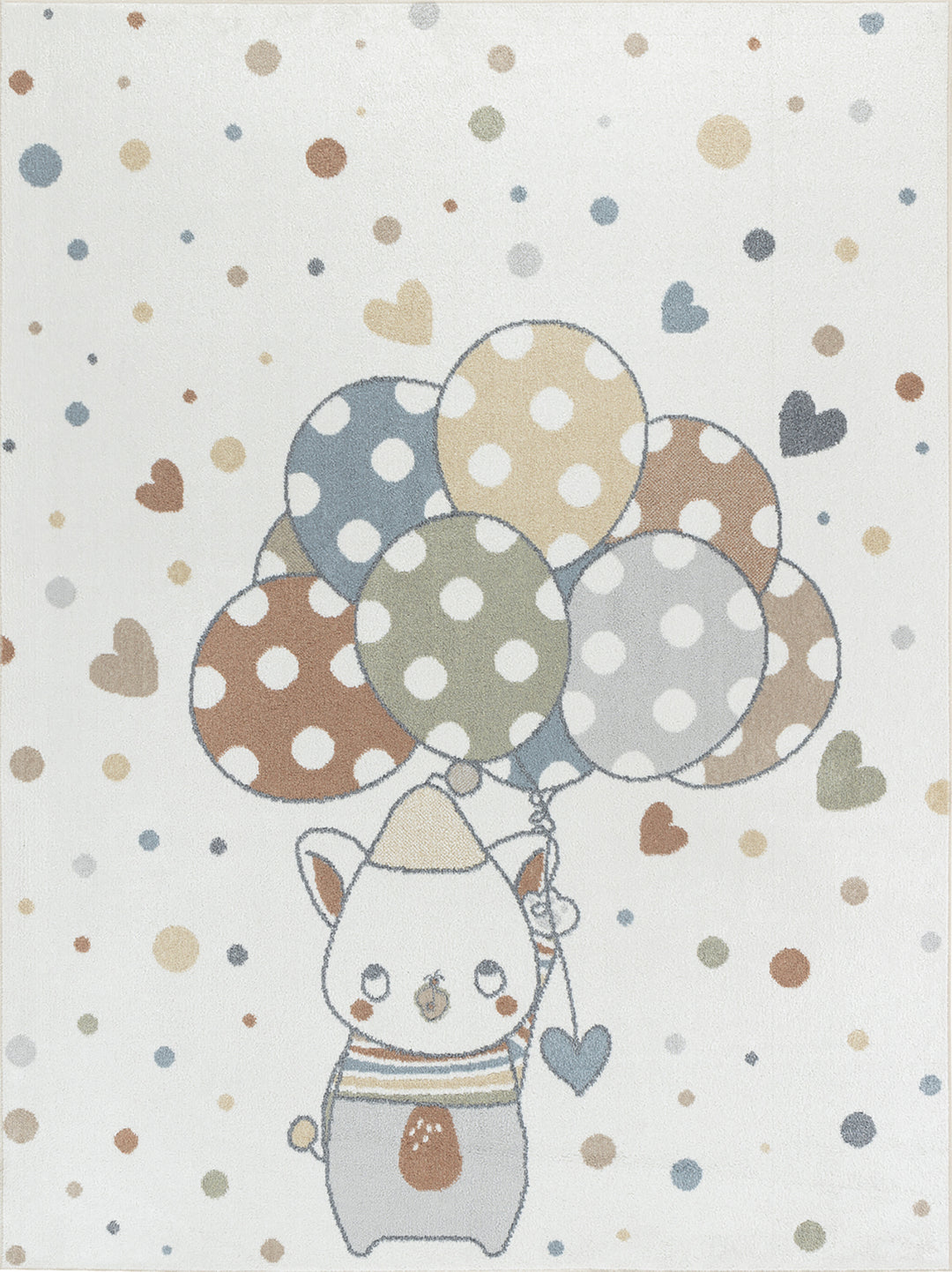 Tapis Enfant Lavable en Machine Ballons Multicolore/Beige Blonay