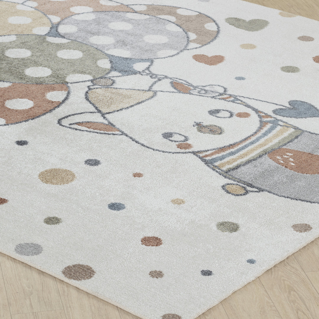 Tapis Enfant Lavable en Machine Ballons Multicolore/Beige Blonay