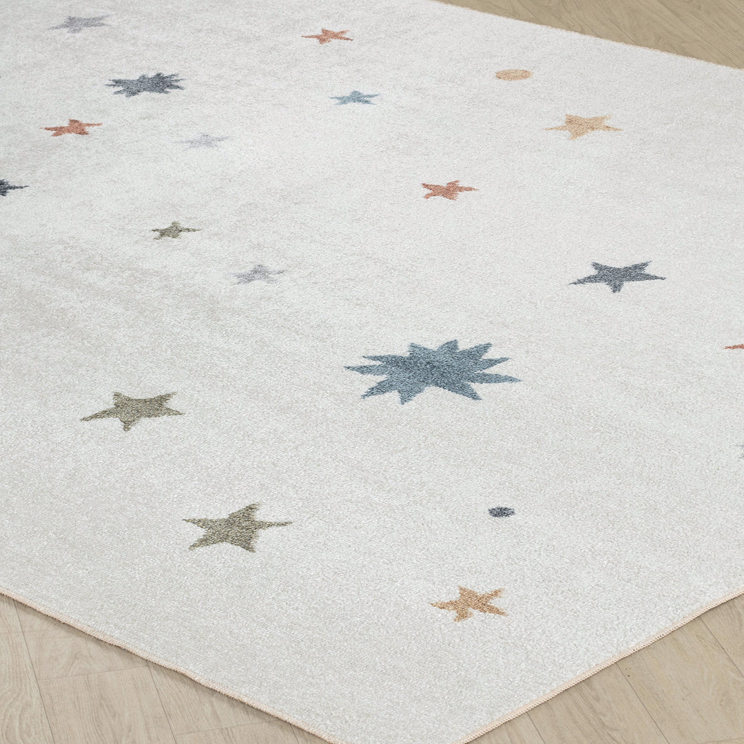 Tapis Enfant Lavable en Machine Étoiles Multicolore/Beige Findlay