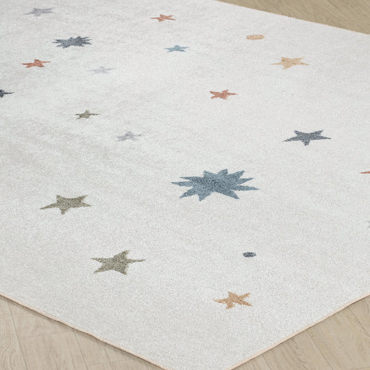 Tapis Enfant Lavable en Machine Étoiles Multicolore/Beige Findlay