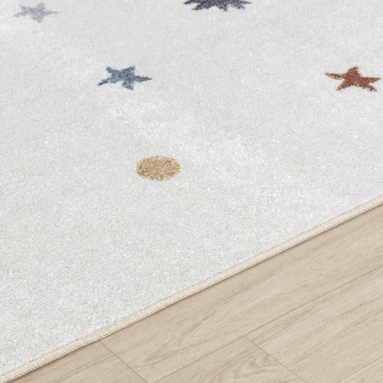 Tapis Enfant Lavable en Machine Étoiles Multicolore/Beige Findlay