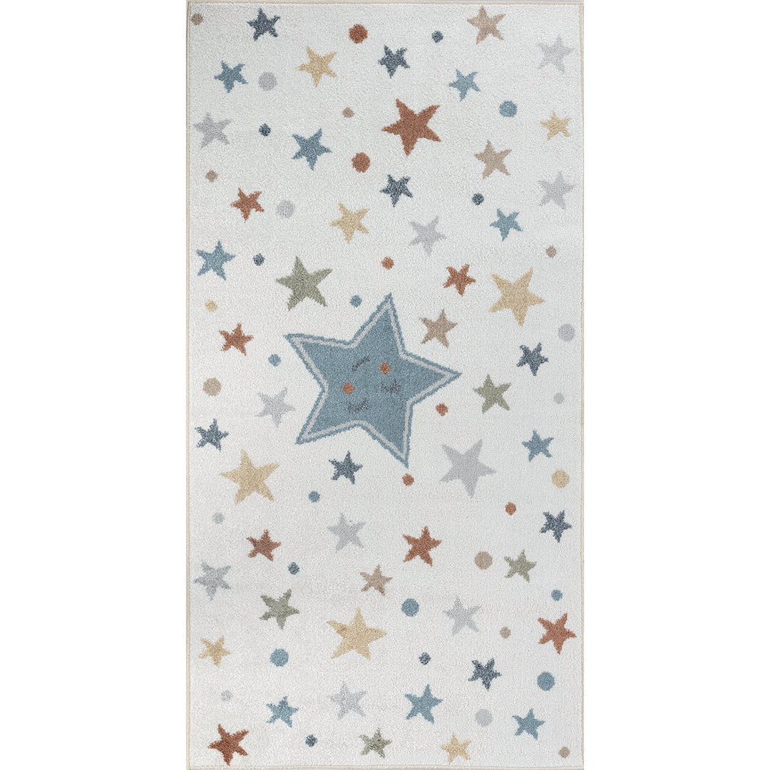 Tapis Enfant Lavable en Machine Étoiles Multicolore/Bleu Beed