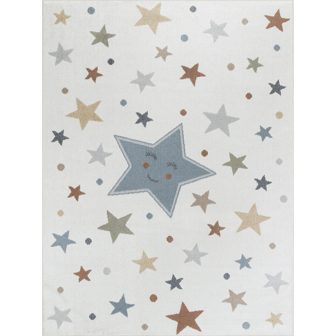 Tapis Enfant Lavable en Machine Étoiles Multicolore/Bleu Beed