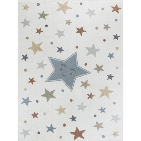 Tapis Enfant Lavable en Machine Étoiles Multicolore/Bleu Beed