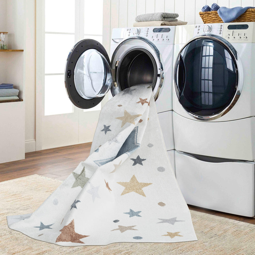 Tapis Enfant Lavable en Machine Étoiles Multicolore/Bleu Beed