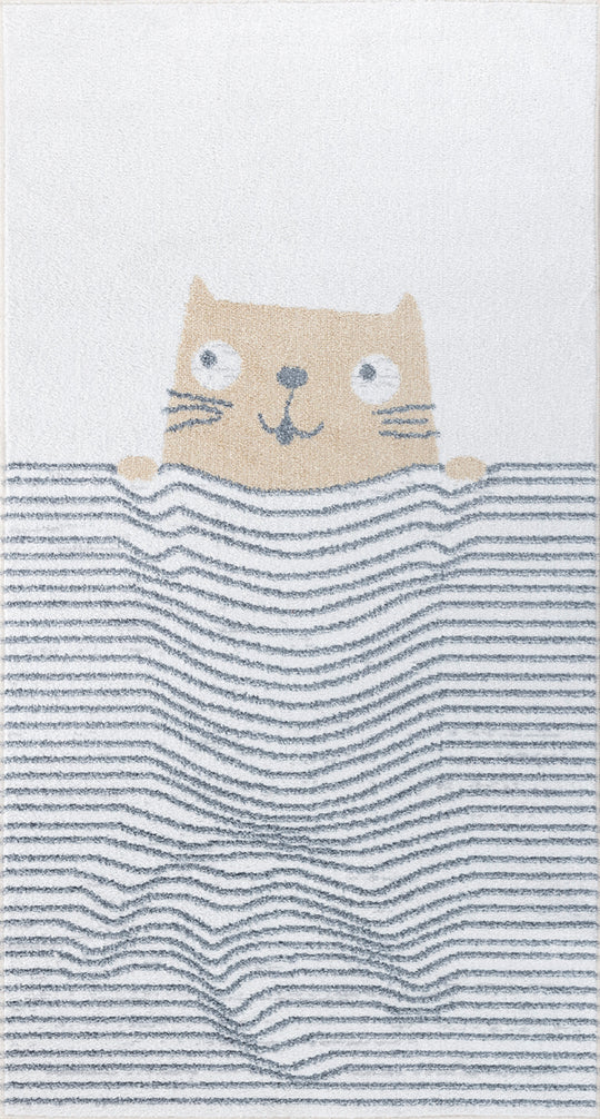 Tapis Enfant Lavable en Machine Chat Brun/Beige Toronto