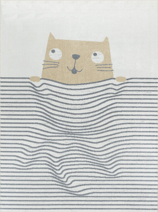Tapis Enfant Lavable en Machine Chat Brun/Beige Toronto
