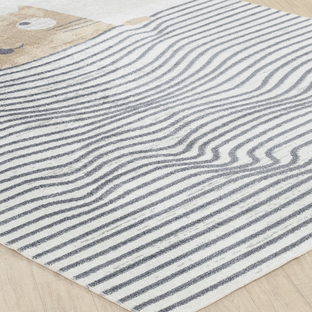 Tapis Enfant Lavable en Machine Chat Brun/Beige Toronto