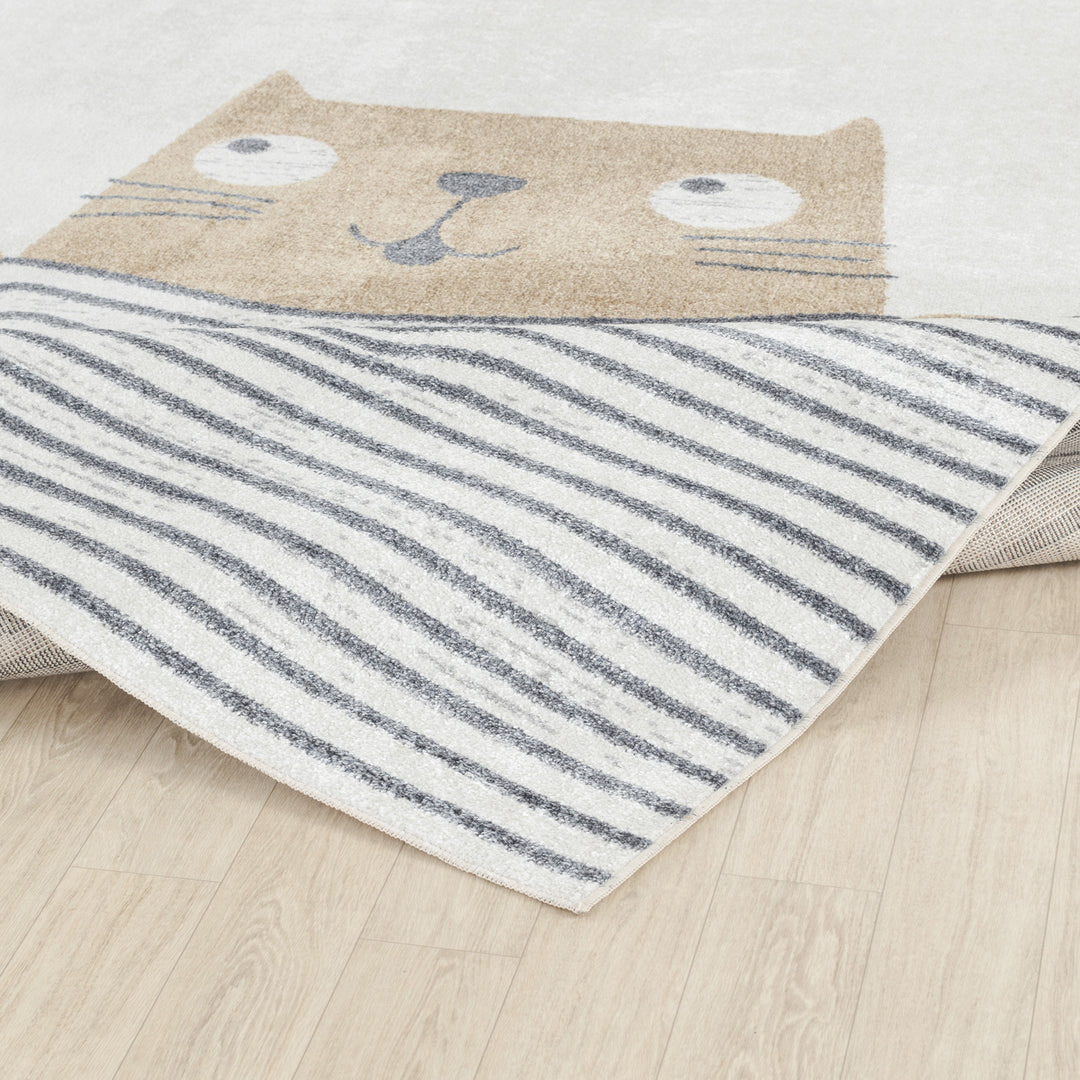Tapis Enfant Lavable en Machine Chat Brun/Beige Toronto