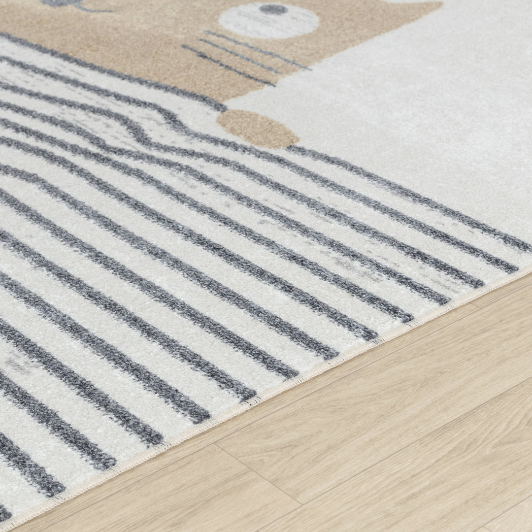 Tapis Enfant Lavable en Machine Chat Brun/Beige Toronto