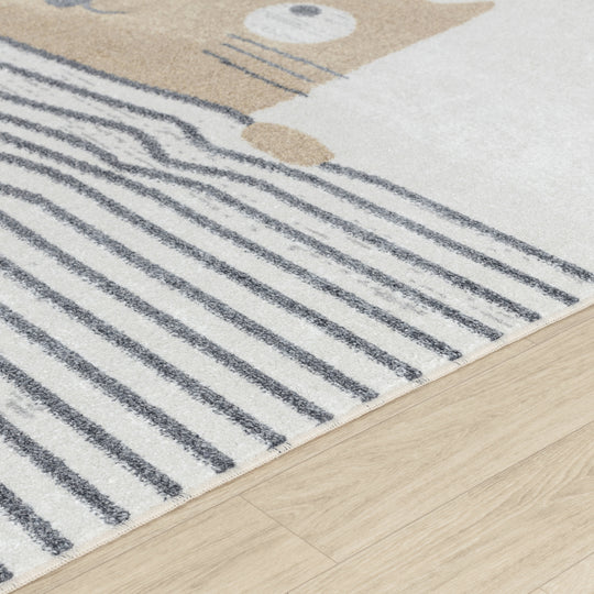 Tapis Enfant Lavable en Machine Chat Brun/Beige Toronto