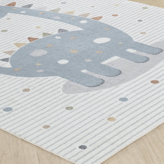 Tapis Enfant Lavable en Machine Dinosaure Beige/Gris Seoul