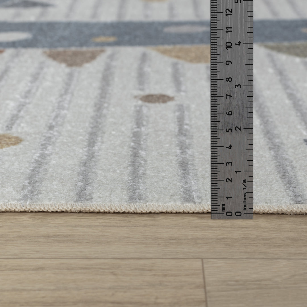 Tapis Enfant Lavable en Machine Dinosaure Beige/Gris Seoul