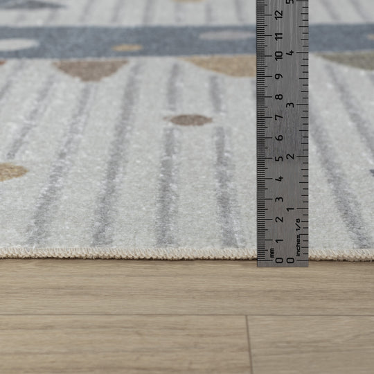 Tapis Enfant Lavable en Machine Dinosaure Beige/Gris Seoul