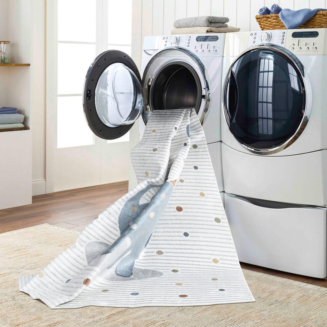 Tapis Enfant Lavable en Machine Dinosaure Beige/Gris Seoul