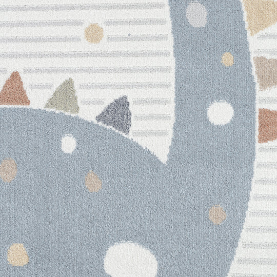 Tapis Rond Enfant Lavable en Machine Dinosaure Beige/Gris Rond Seoul