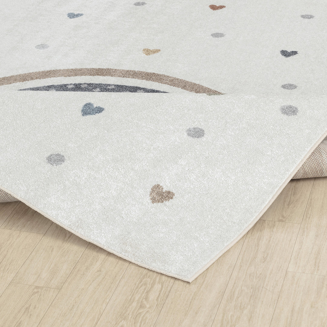 Tapis Rond Enfant Lavable en Machine Multicolore/Orange Rond Arcadia