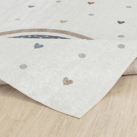 Tapis Rond Enfant Lavable en Machine Multicolore/Orange Rond Arcadia