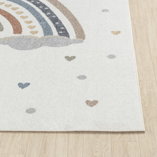 Tapis Rond Enfant Lavable en Machine Multicolore/Orange Rond Arcadia