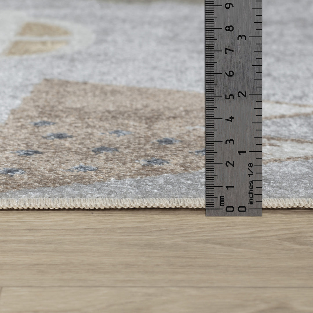 Tapis Rond Enfant Lavable en Machine Circuit Voitures Bleu/Gris Rond Osaka