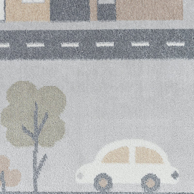 Tapis Enfant Lavable en Machine Circuit Voitures Bleu/Gris Osaka