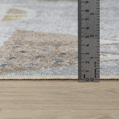 Tapis Enfant Lavable en Machine Circuit Voitures Bleu/Gris Osaka