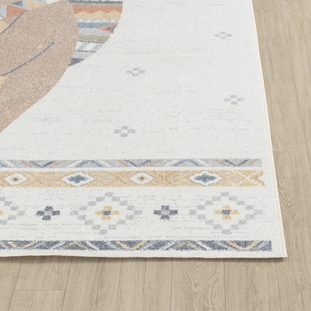 Tapis Enfant Lavable en Machine Ours Indien Beige/Brun Salzburg