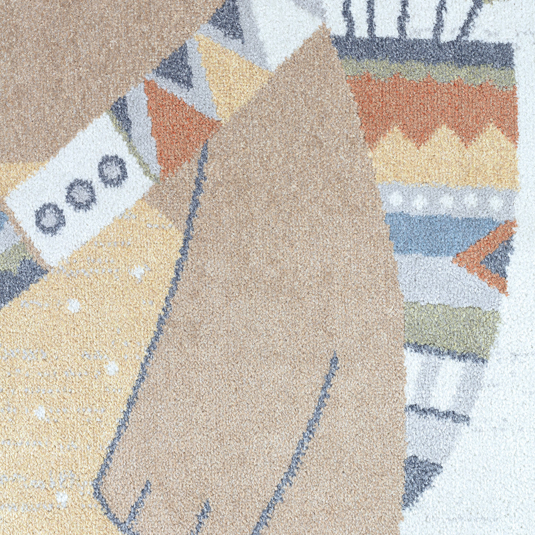Tapis Enfant Lavable en Machine Ours Indien Beige/Brun Salzburg
