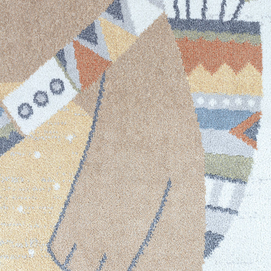 Tapis Enfant Lavable en Machine Ours Indien Beige/Brun Salzburg