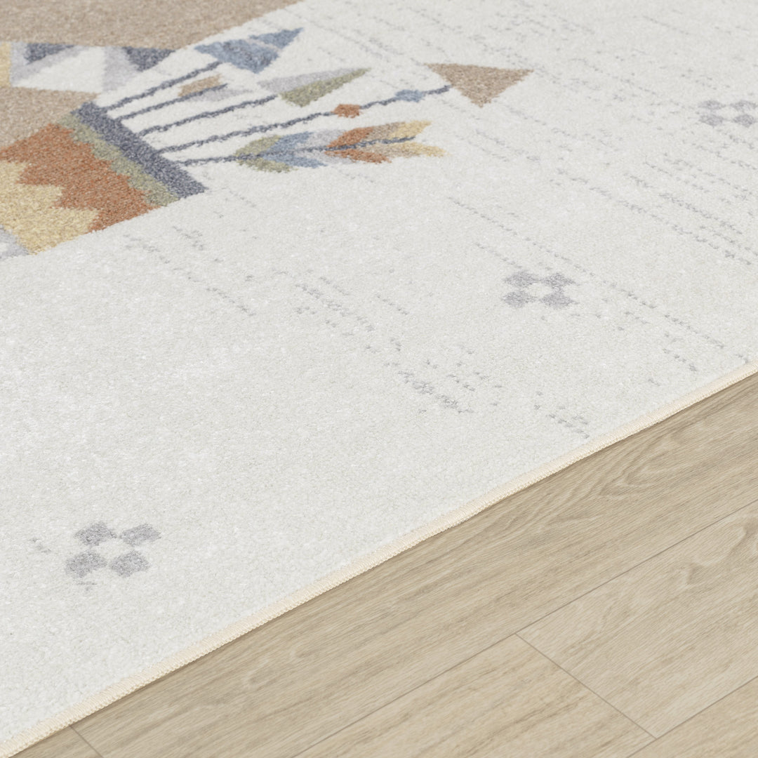 Tapis Enfant Lavable en Machine Ours Indien Beige/Brun Salzburg