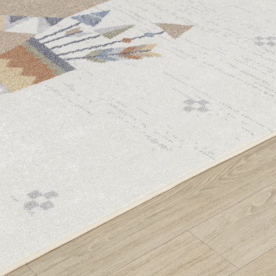 Tapis Enfant Lavable en Machine Ours Indien Beige/Brun Salzburg