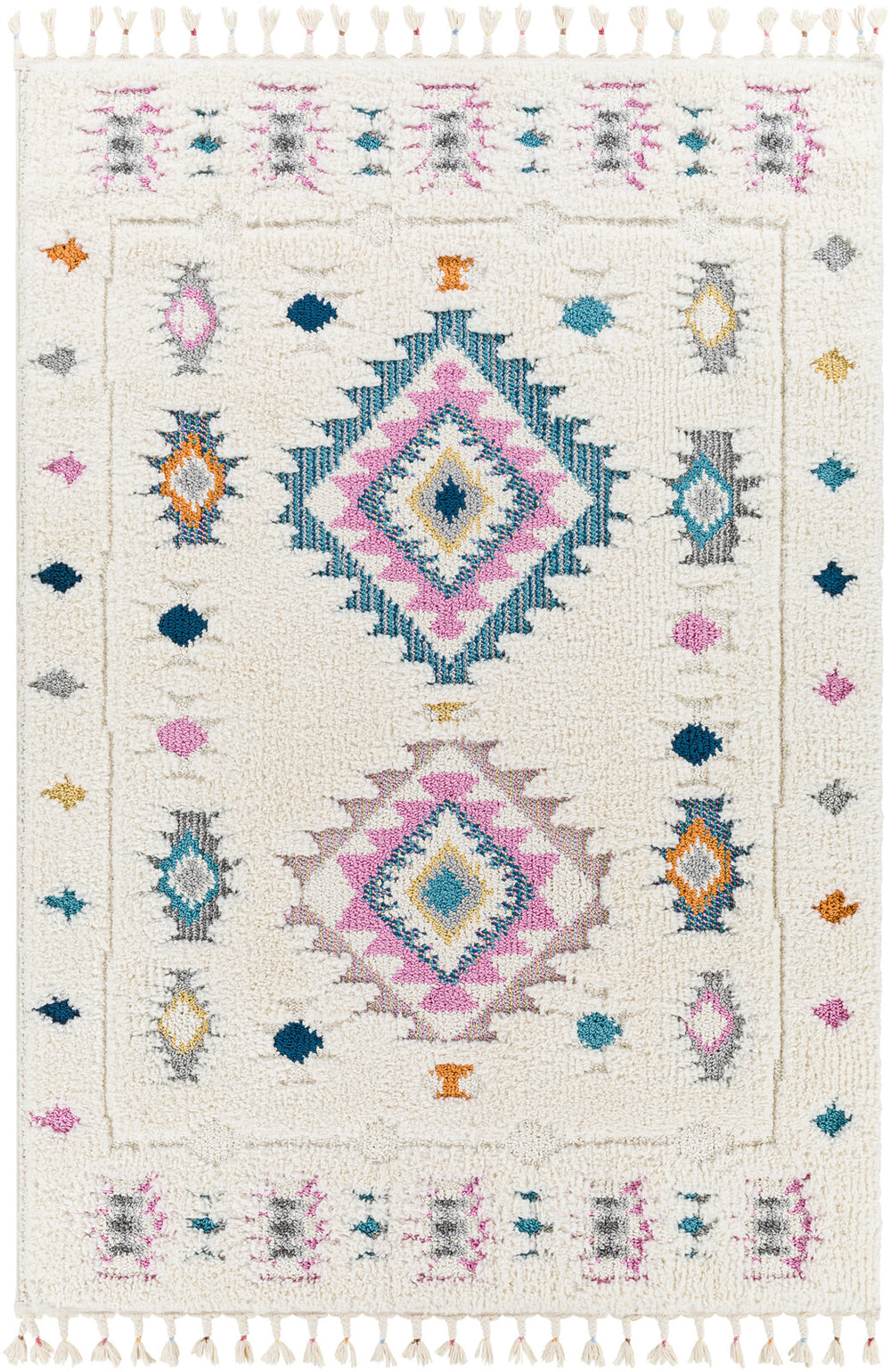 Tapis Shaggy Bohème Multicolore/Blanc Galesburg