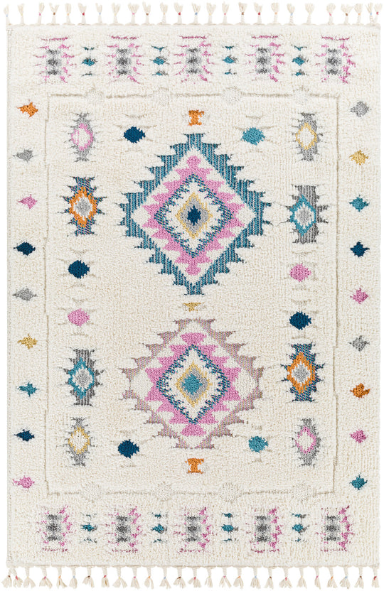 Tapis Shaggy Bohème Multicolore/Blanc Galesburg