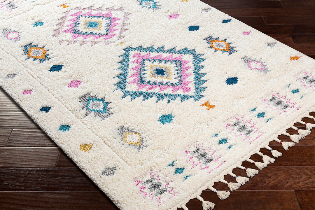 Tapis Shaggy Bohème Multicolore/Blanc Galesburg