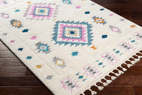 Tapis Shaggy Bohème Multicolore/Blanc Galesburg