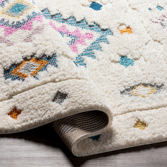 Tapis Shaggy Bohème Multicolore/Blanc Galesburg