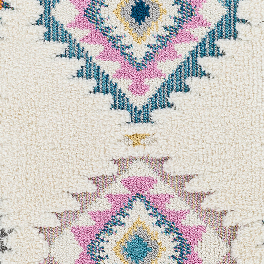 Tapis Shaggy Bohème Multicolore/Blanc Galesburg