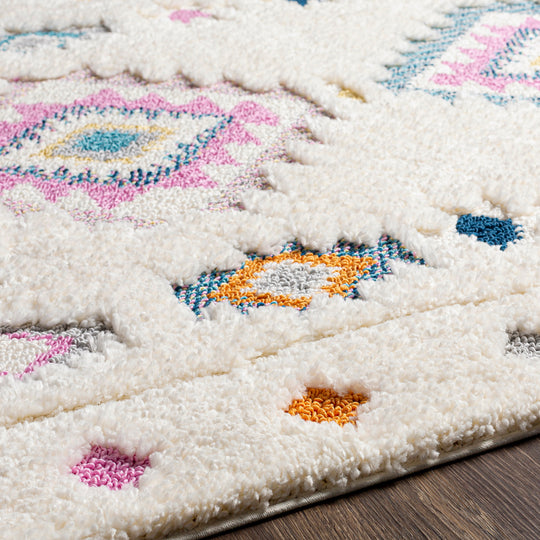Tapis Shaggy Bohème Multicolore/Blanc Galesburg