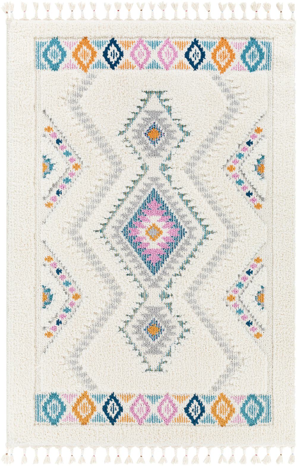 Tapis Shaggy Bohème Multicolore/Blanc Durango