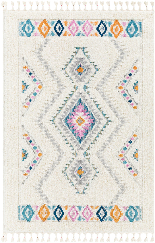 Tapis Shaggy Bohème Multicolore/Blanc Durango