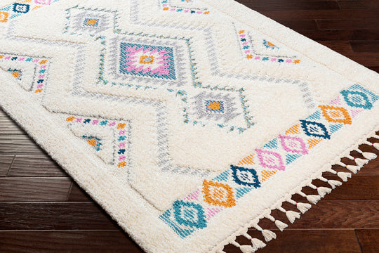 Tapis Shaggy Bohème Multicolore/Blanc Durango