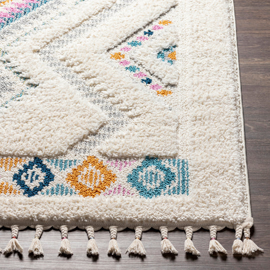 Tapis Shaggy Bohème Multicolore/Blanc Durango
