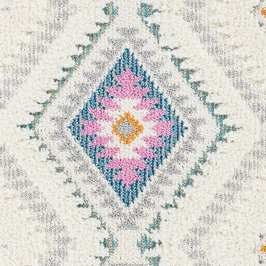 Tapis Shaggy Bohème Multicolore/Blanc Durango