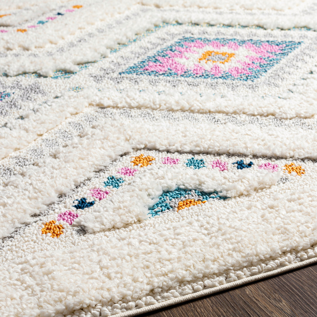 Tapis Shaggy Bohème Multicolore/Blanc Durango