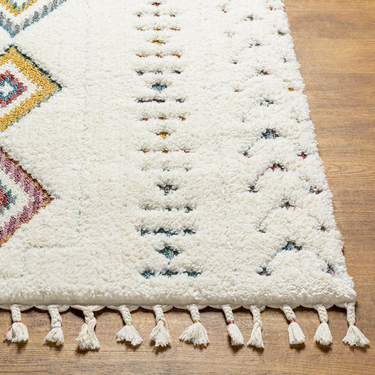 Tapis Shaggy Bohème Multicolore/Blanc Maracaibo