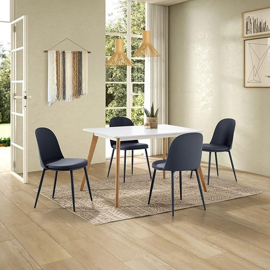 Lot de 4 chaises Kana Bleus, Pieds en métal et Assise rembourrée