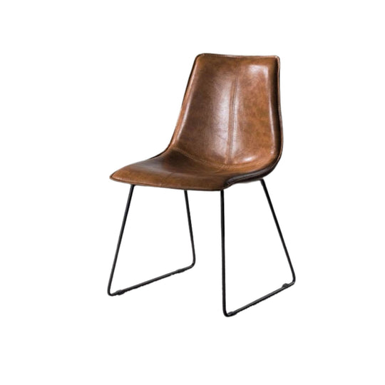 Lot de 2 Chaises LES TENDANCES Kintale en cuir marron vieilli et pieds métal Noir