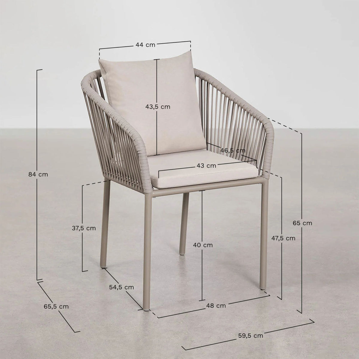 Lot de 2 chaises de jardin SKLUM Arhiza empilables avec accoudoirs en corde tressée terracotta