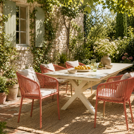 Lot de 2 chaises de jardin SKLUM Arhiza empilables avec accoudoirs en corde tressée terracotta