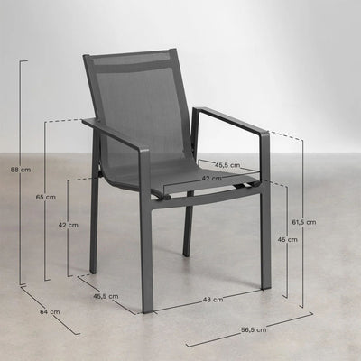 Lot de 2 chaises de jardin SKLUM Eika en aluminium grise graphite